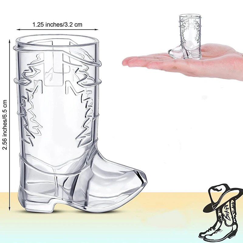 Sepatu bot bening Mini plastik tema pesta ulang tahun dekorasi sepatu bot koboi barat kaca minum pesta bantuan untuk minuman anggur minuman keras jepretan
