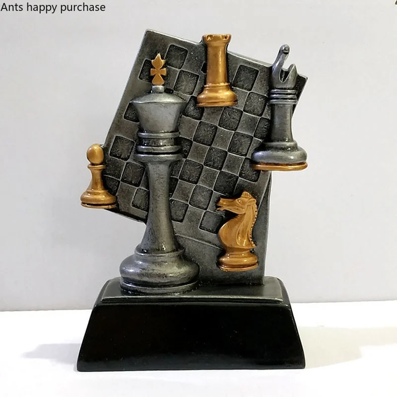 Chess Trophy Resin Ornament Decoration Crafts Figurines Display Knickknacks Exhibit Sculpture Statue Home Decor Accessories