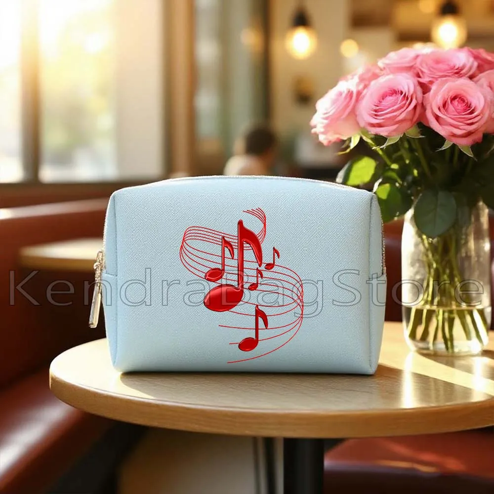 عشاق الموسيقى الهدايا الغيتار الملونة الأزهار ثلاثة أضعاف المفتاح الموسيقي الموسيقى ملاحظات بولي Blue حقيبة مستحضرات التجميل المرأة حقيبة مستحضرات تجميل حقيبة تخزين مقاومة للماء