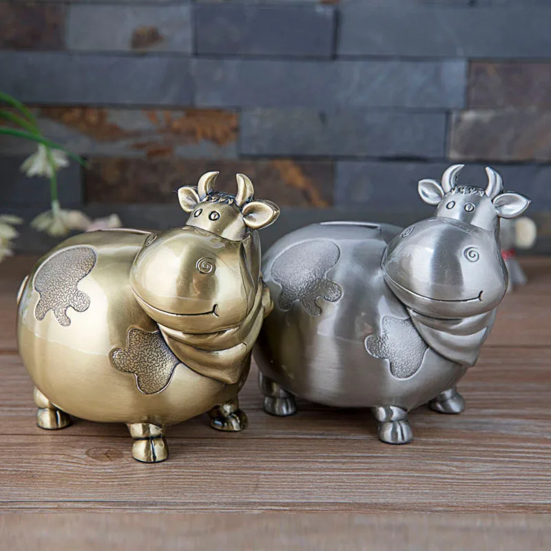 Bronze/Antique petwer cow money box coin scatola organizer  coin counting for chrild Secret hidden safe