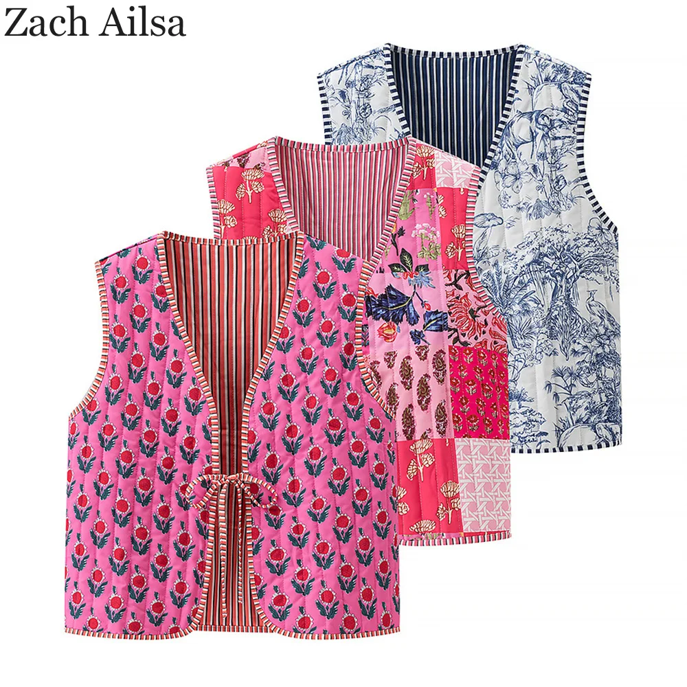 

Новый женский модный универсальный повседневный простой жилет без рукавов на шнуровке с принтом в европейском и американском стиле