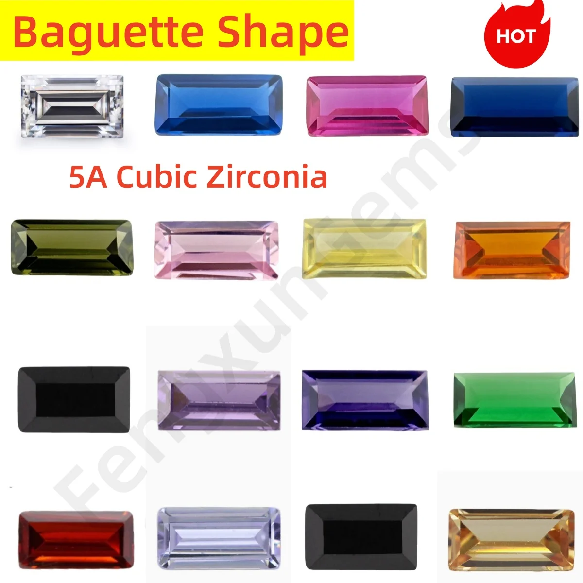 1*2mm~3*6mm 50/100pcs Rectangle Shape Baguette Cut Multicolor Cubic Zirconia Loose CZ Beads 5A Synthetic Gems For Jewelry