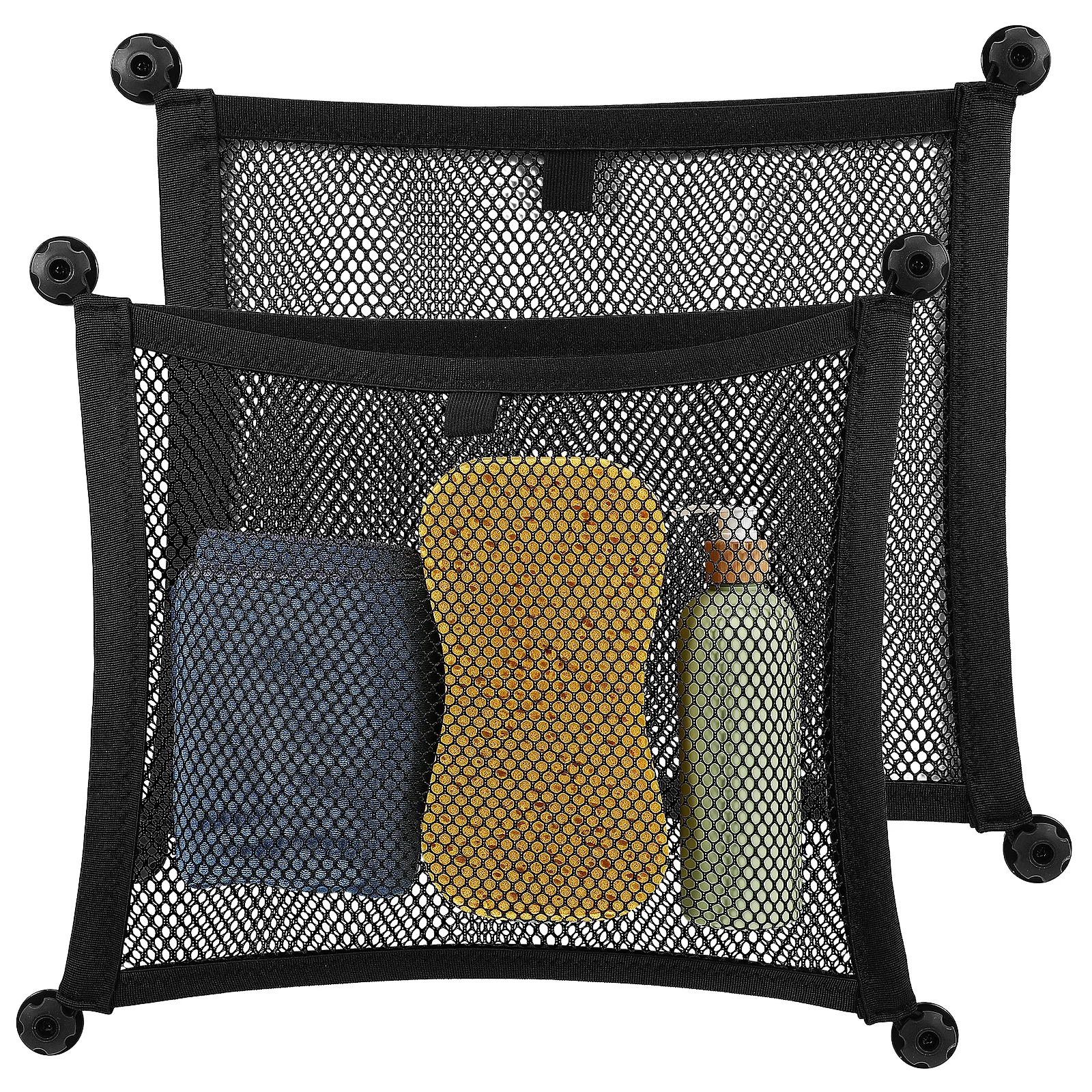 

2 Pcs 42x36cm Car Storage Net Set Elastic Mesh Bag Trunk Cargo Organizer Accessories Polyester Material Durability