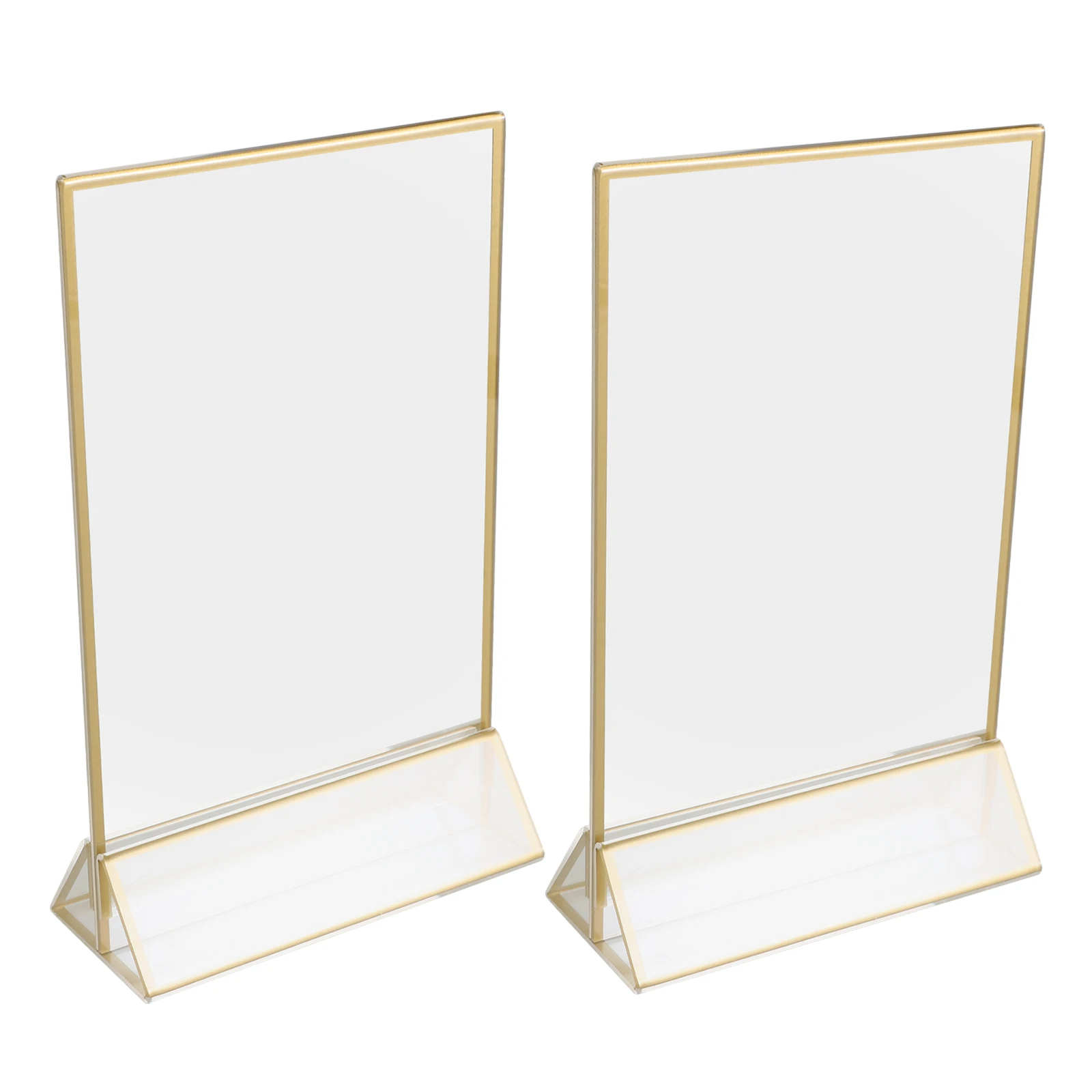 2 個アクリルデスクフレームイーゼルスタンドサイン写真看板結婚式クリアホルダーテーブル番号