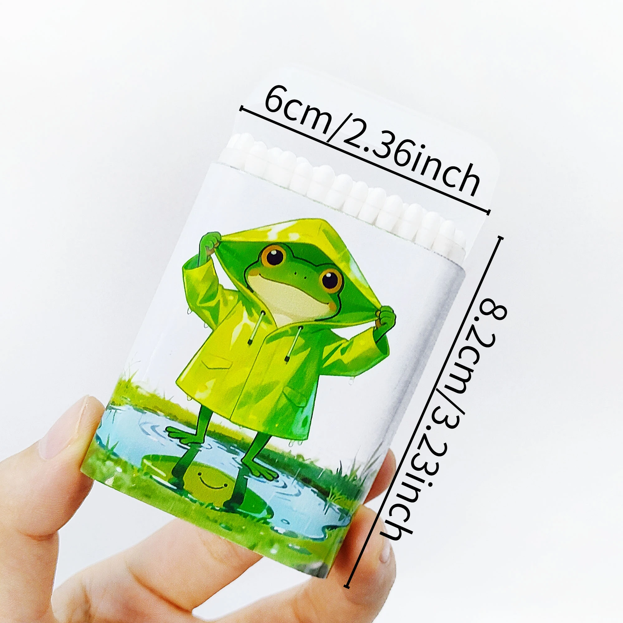200pcs Rainy Frog Theme Cotton Stick Multi functional Double headed Cotton Swamp Round Spoon Cotton Swamp Stick.