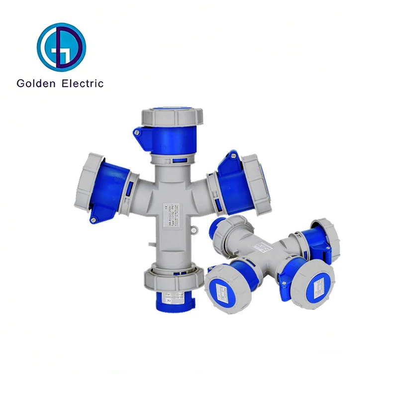 16A 220V 2p+E IP67 3-Way Male and Female Electrical Splittery Multi Socket Customized