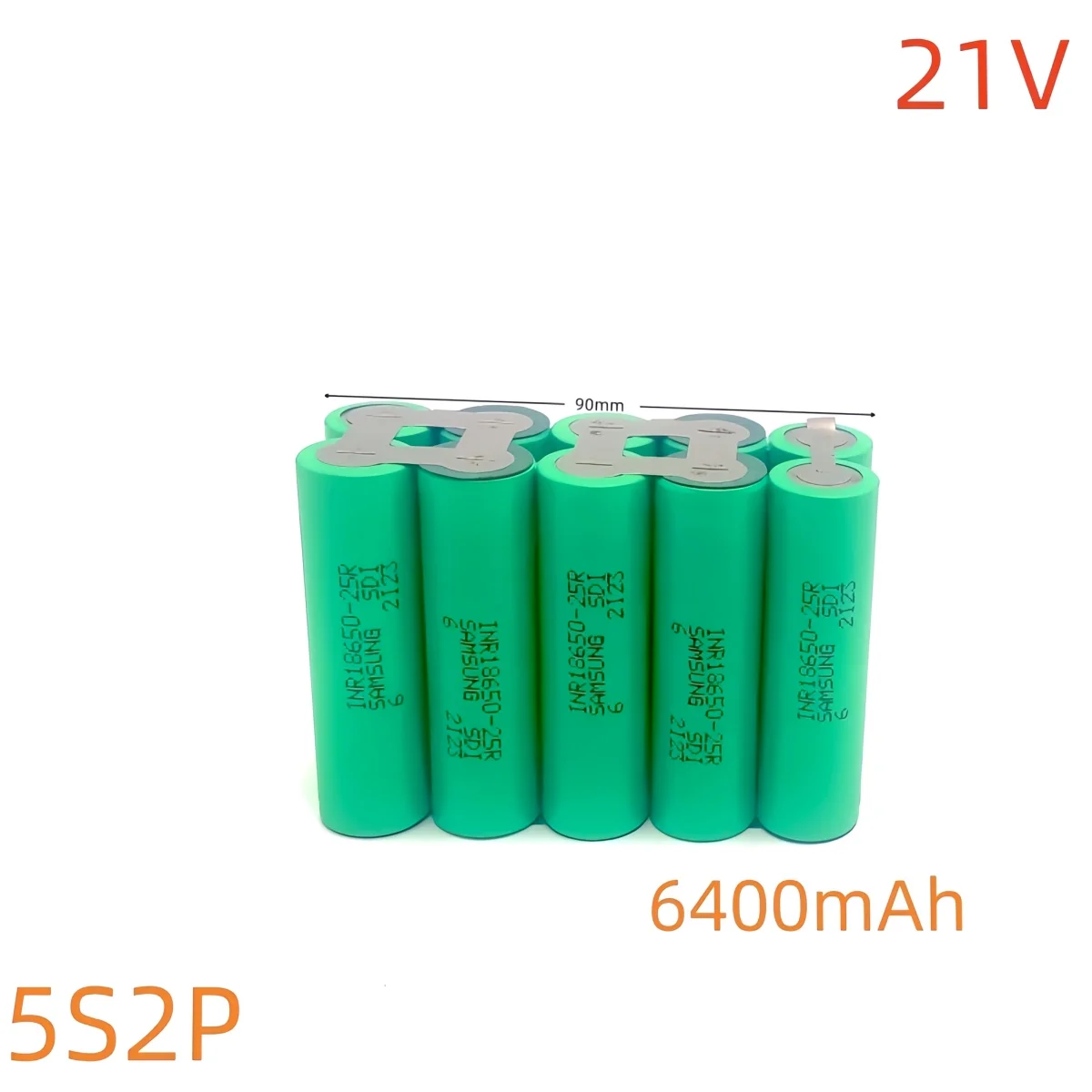 18650 25R lithium battery pack, 1S3P-3.7V, 2S2P-7.4V, 3S2P-12.6V, 4S2P-16.8V, 5S2P-21V. Suitable for screwdrivers, etc