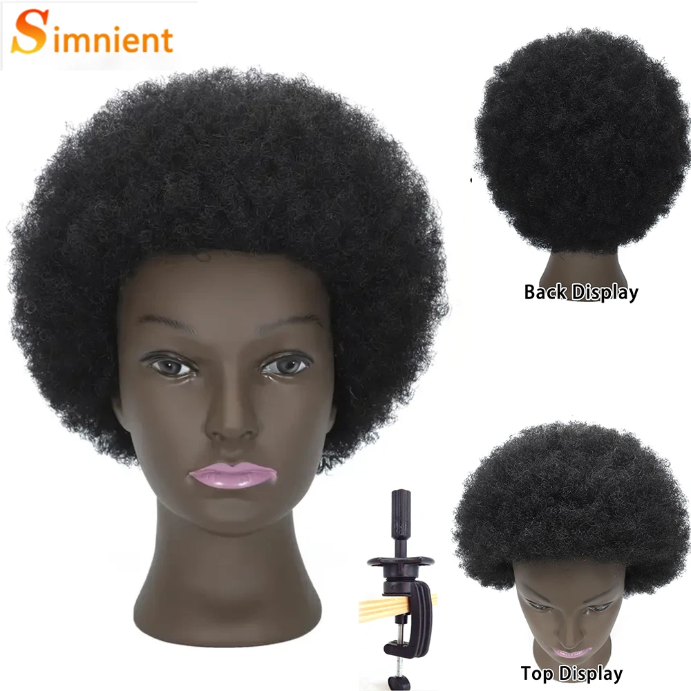

8 Inches Afro Mannequin Head 100% Real Hair Traininghead Styling Head Braid Hair Dolls Head for Practicing Cornrows and Braids