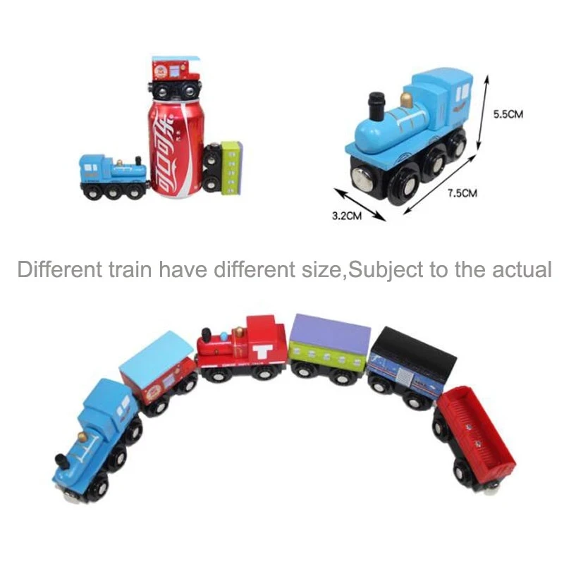 Small Wooden Scene Car Toys Magnetic Train Toy Truck Fit All Kinds Wooden Railway Train Track Children Gifts