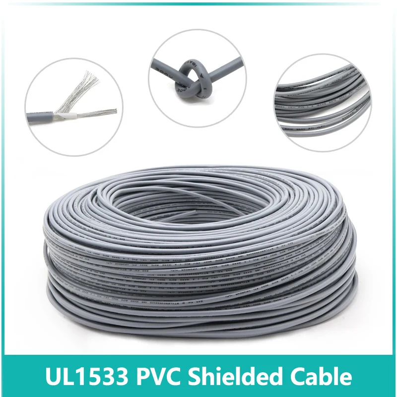

5/10/30M UL1533 Shielded Cable 32 30 28 26 24 AWG Audio Headphone PVC Single Core Electronic Tinned Copper Shielding Wire Line