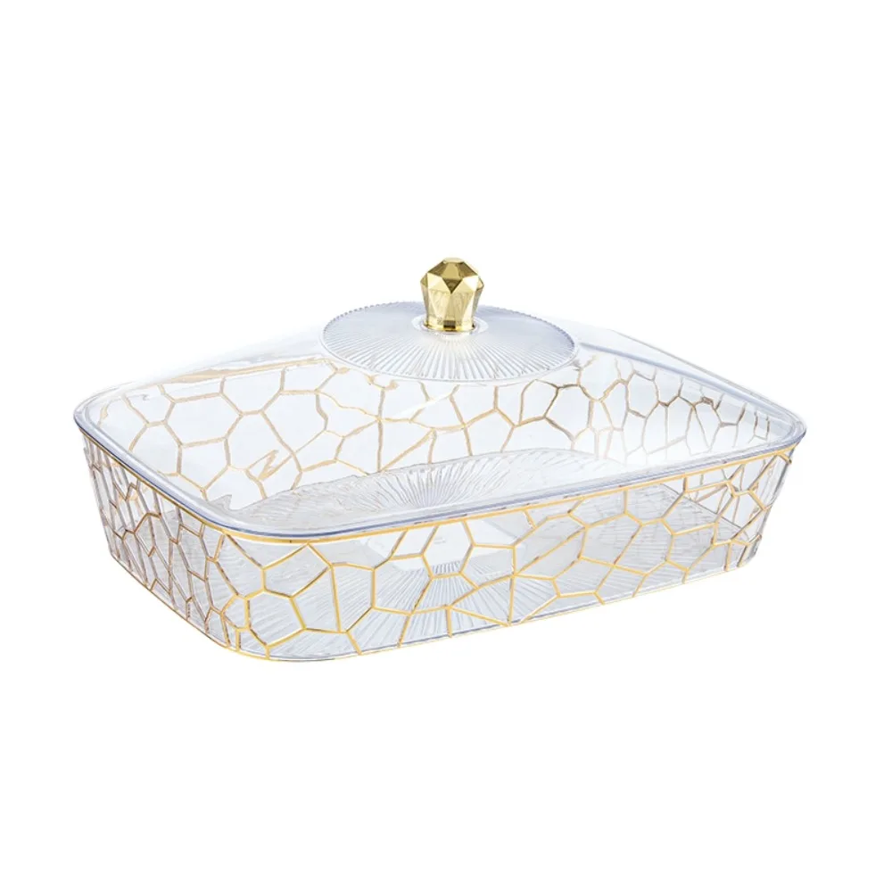 

with Lid and Handle Fruit Snacks Plate Tray Rectangle Square Transparent Sample Display Tray Box Space Saving Plastic