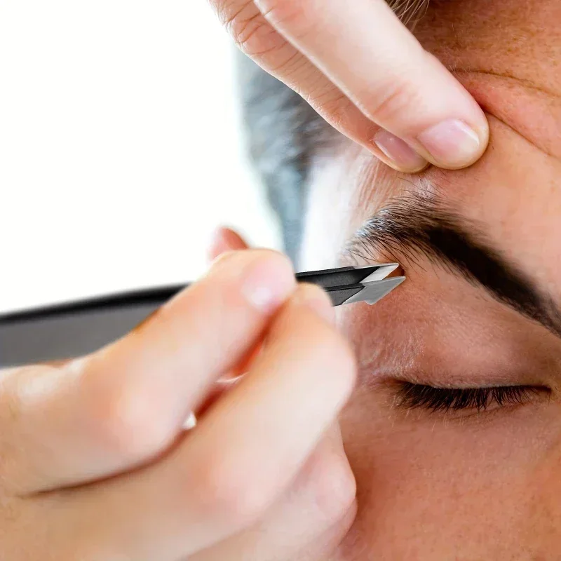 Pince à sourcils en acier inoxydable, bord épais, déplissage précis, poignée antidérapante, beauté essentielle ‌