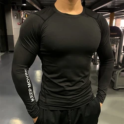 Running Sport T Shirts Men Compresison Long Sleeve Tops Fitness T-shirts Gym Training Sportswear Male Outdoor Workout Tee Top