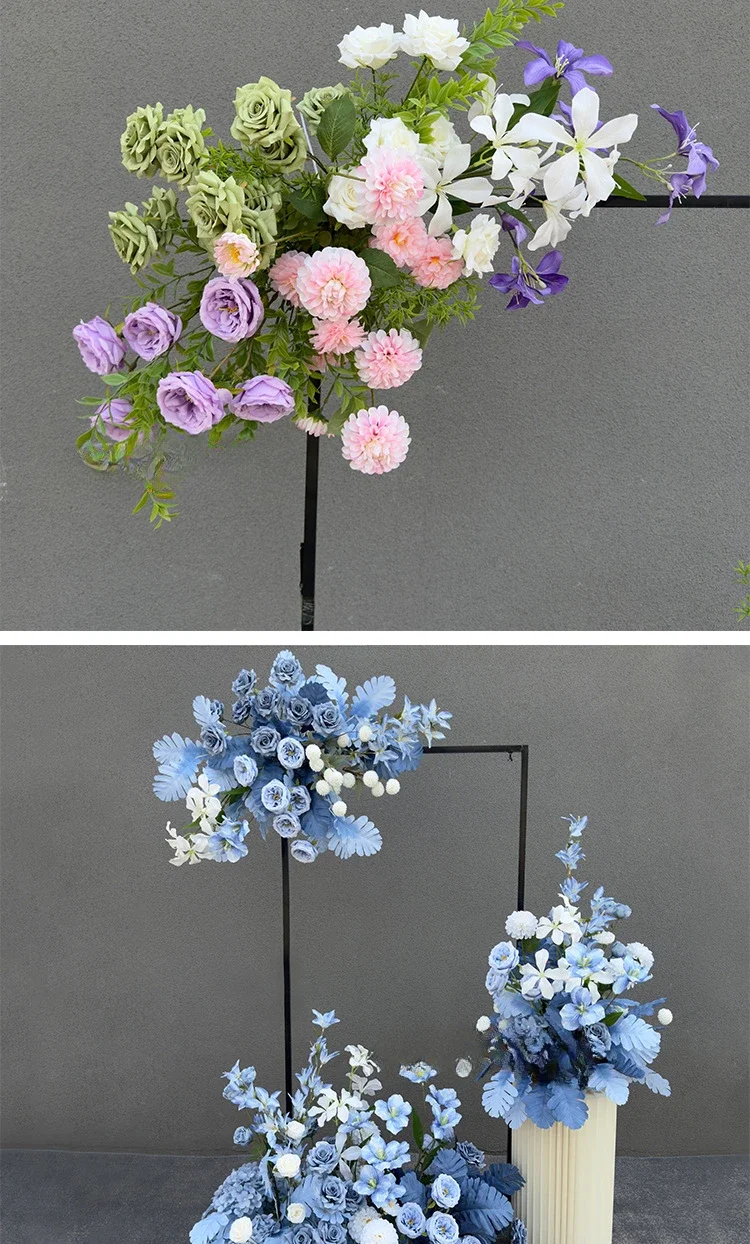 Künstliche Blumen Hochzeitsdekoration Hängende Blumenreihe Hintergrund Bogen-Dekor Wegführung Blumenball Florale Kulisse Arrangement – Detail 1