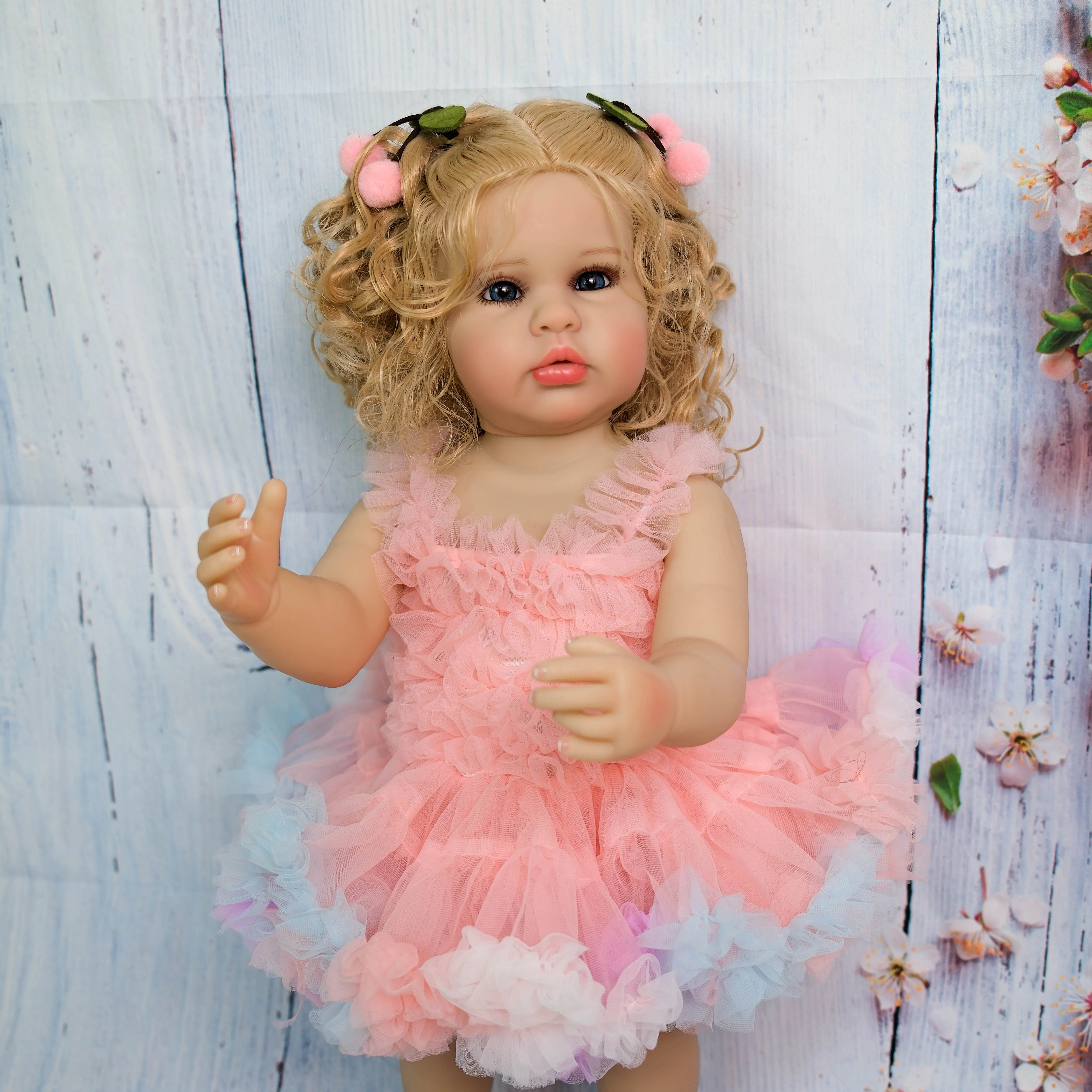 NPK 22'' High Quantity Full Body Vinyl Standing Legs Reborn Ellie with 3D Skin Lifelike Real Baby Hand Root Hair Newbron  Dolls