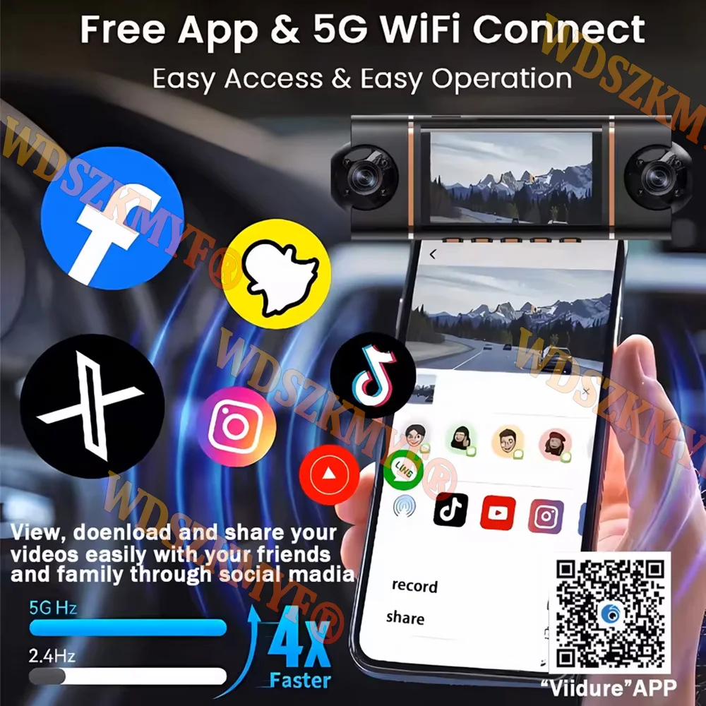 360 °   سيارة داش كام 4 قنوات WIFI APP مسجل فيديو 1080P جهاز تسجيل فيديو رقمي بالكمبيوتر الأمامي مع الرؤية الخلفية للرؤية الليلية الصندوق الأسود اكسسوارات السيارات #4