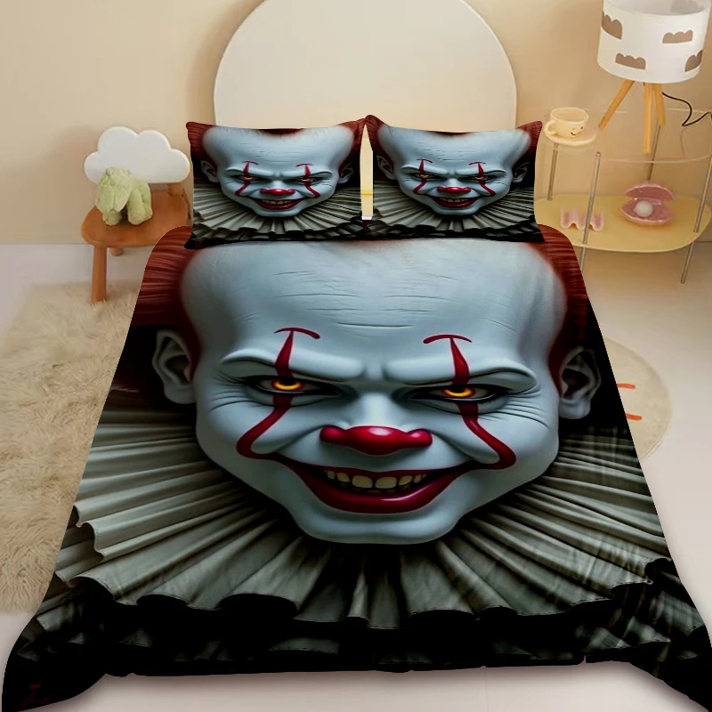 

Duvet Cover (Pennywise) - IT Bedding Set, includes one duvet cover and two pillowcases. Suitable for bedroom, living room,
