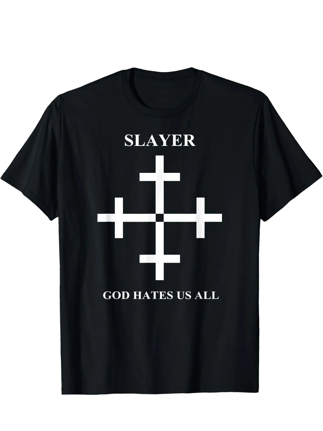 

Slayer 'God Hates Us All' Cross Graphic Tee - 100% Cotton, Comfort Fit Short Sleeve, Casual Street Style
