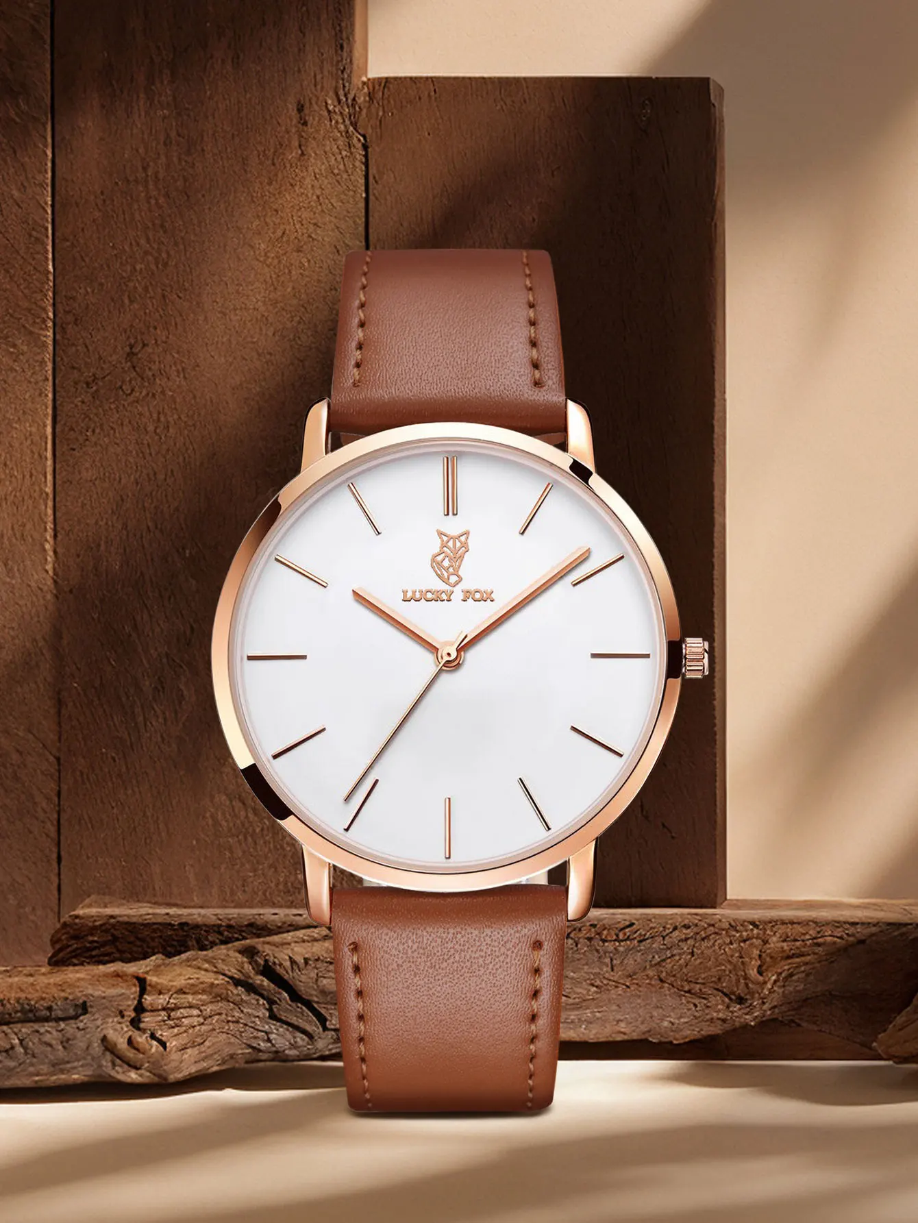 LUCKY FOX 2PCS ساعات الزوجين ساعات الأعمال الرجالية مؤشر الموضة ساعات الكوارتز النسائية هدية عيد الميلاد مجموعة صناديق الهدايا