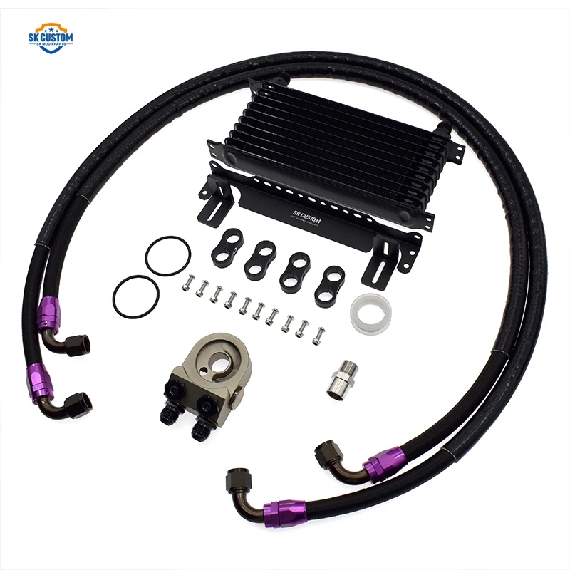 

SK CUSTOM 10-рядный комплект масляного радиатора двигателя для Ford F150 Mustang GT комплект адаптера сэндвич-пластины масляного радиатора