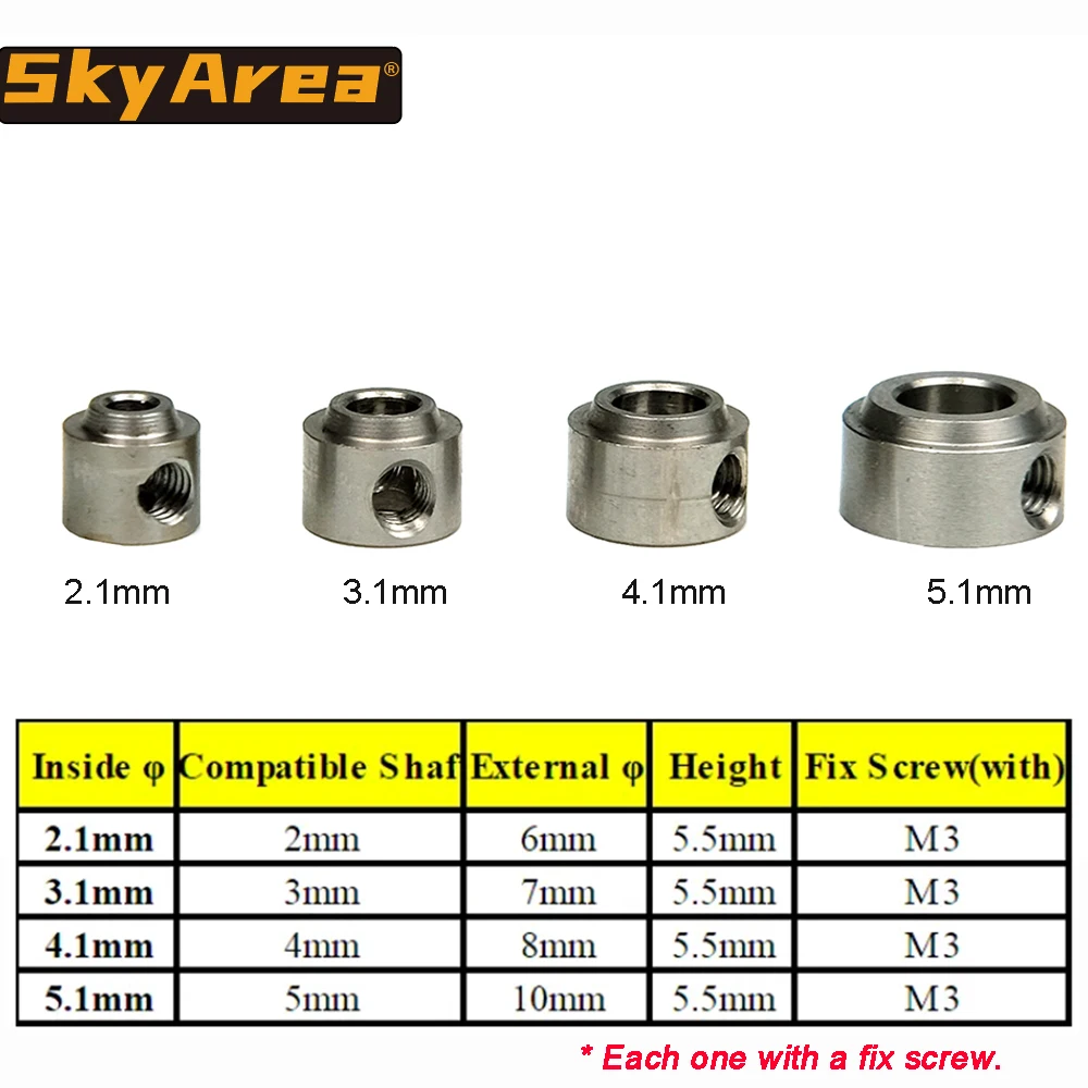 10PCS CNC  Wheel Lock Collar Shaft Axle Landing Gear Wheels Stopper Inner Dia 2.1/3.1/4.1/5.1mm for RC Plane Fixwing Model