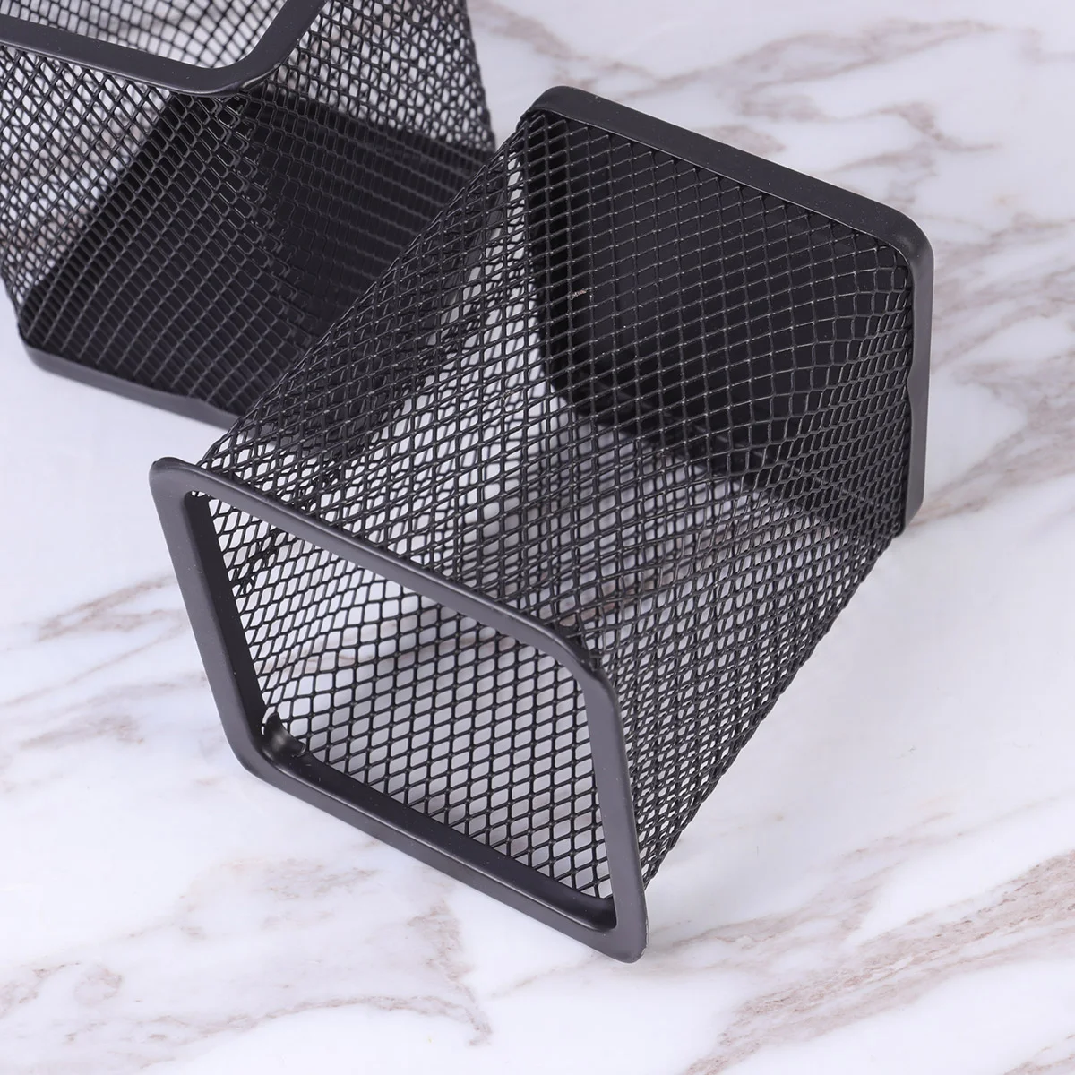 

3pcs Pen Holder Iron Net Pen Container Square Creative for Home Office Room (Black) iron net pen holder