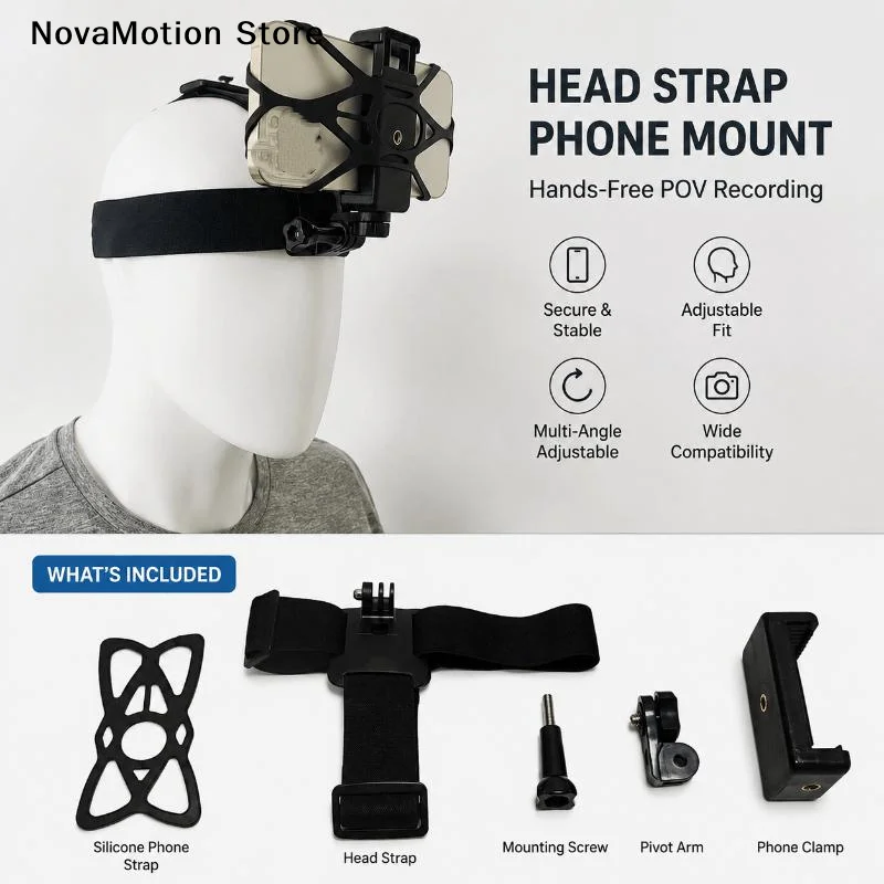 [NM]1/4/5Pcs/Set Mobile Phone Head Chest Strap Harness Mount Holder Kit Cell Phone Clip For Phon Osmo Action Camera[NM]