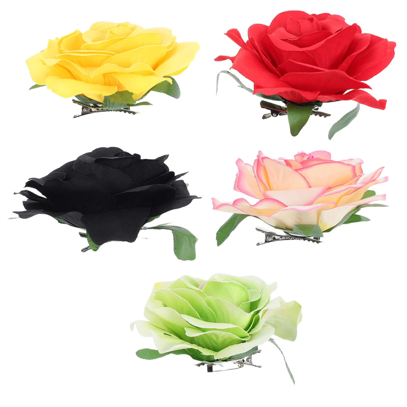

5pcs Fabric Rose Flower Heads Wedding Hairpins Brooches Wall Decorations Party Faux Flowers Diy Crafts Artificial Floral Pins