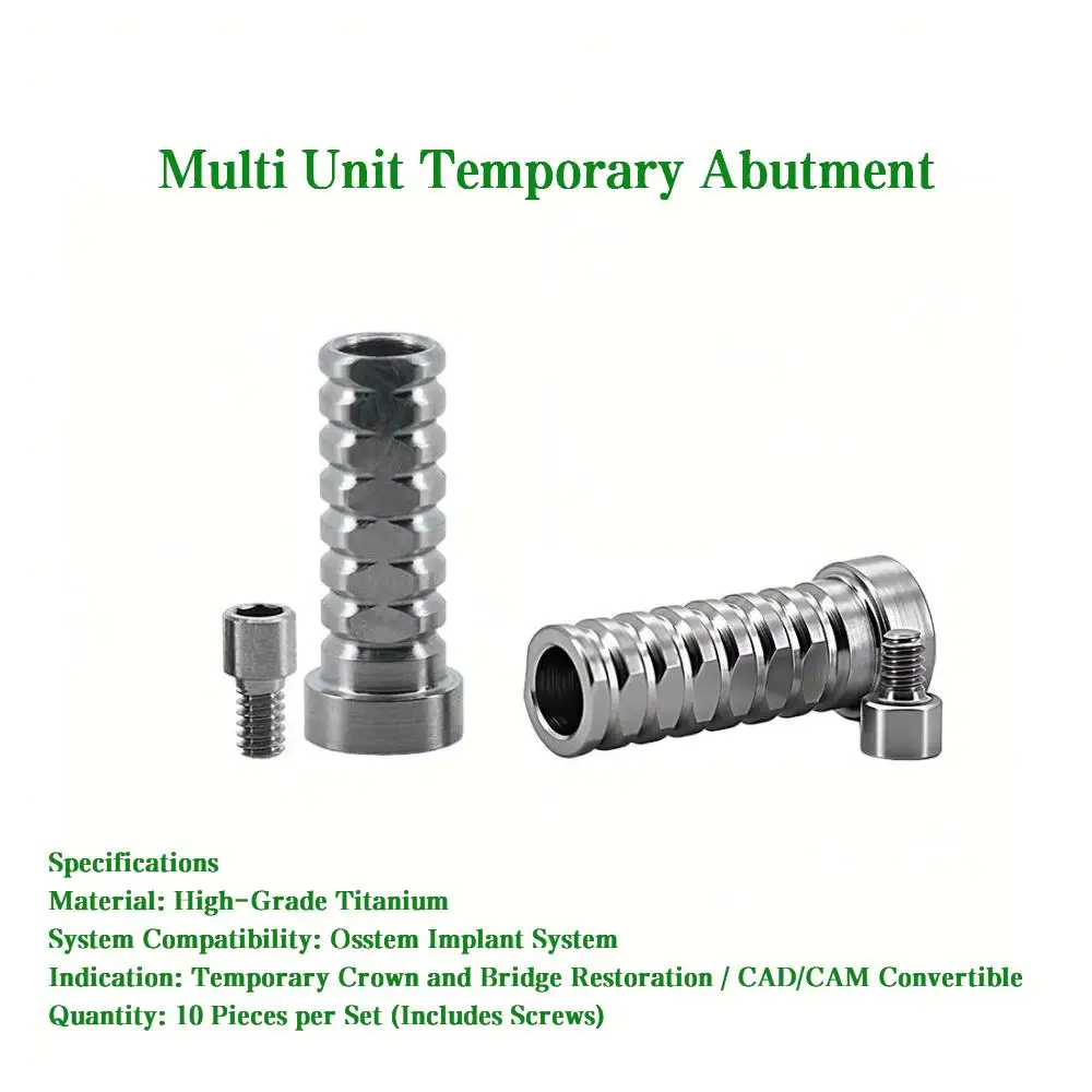 Osstem Compatible Temporary Multi Unit Abutment 10 Pcs Dental Lab Implant Provisional Components Titanium Cylinders MUA