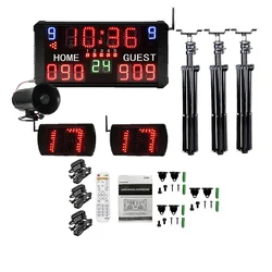 Lightweight Aluminum Scoreboard,Score Counter with Countdown Timer, Shot Clock, Multiple Control Options for Basketball Games