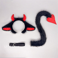 2Pcs/set Yak Ear Tail Demon Love Heart Tail Little Demon Witch Cosplay Dress Up Party Cosplay Props Animal Ears for Kids Adult