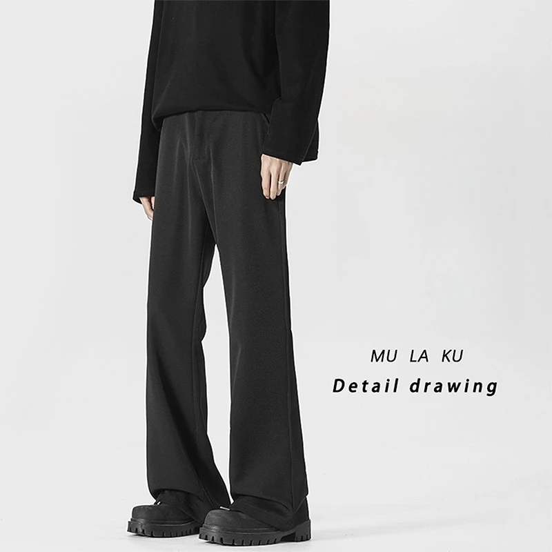 

Boys spring and summer black drape loose slightly wide-legged casual suit pants simple versatile style youthful and beautiful