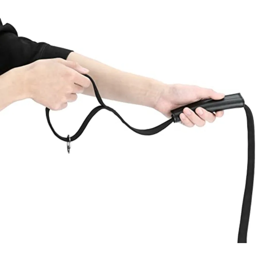 Trela para cães com alça eve, coleira para cães, couro e neoprene macio, garante aderência confortável, preta