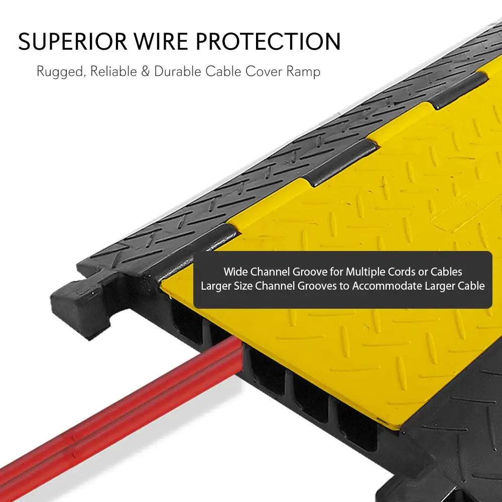 غطاء منحدر واقٍ للكابل المتين من Pyle - يدعم حماية سلك عالي التحمل بخمس قنوات بوزن 33000 رطل مع غطاء علوي مفتوح