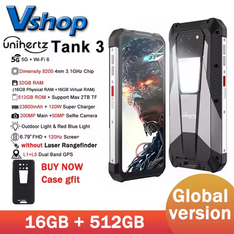 Unihertz Tank 3 Rugged Phone 32GB+512GB 200MP Came...