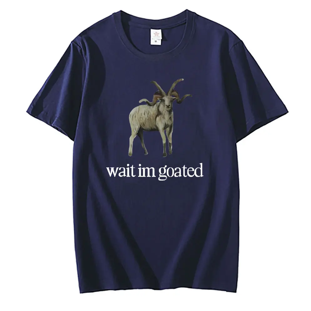 Singer Alex G Wait Im Goated Graphic T-shirt Funny Goat Meme Print Tshirt Unisex Pure Cotton Tees Men Women Oversized T-shirts - Image 3