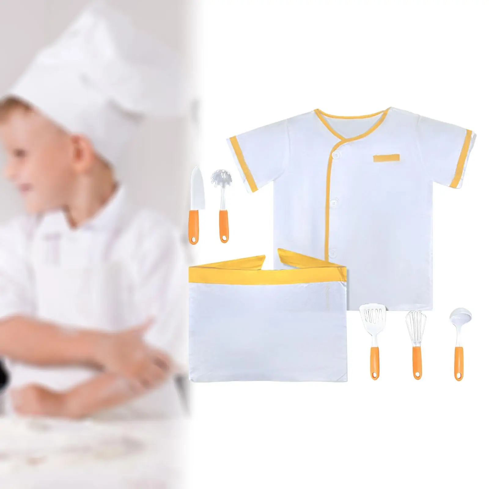 Children Chef Costume Party Favor Kitchen Playset for Boys Girls 3+ Year Old