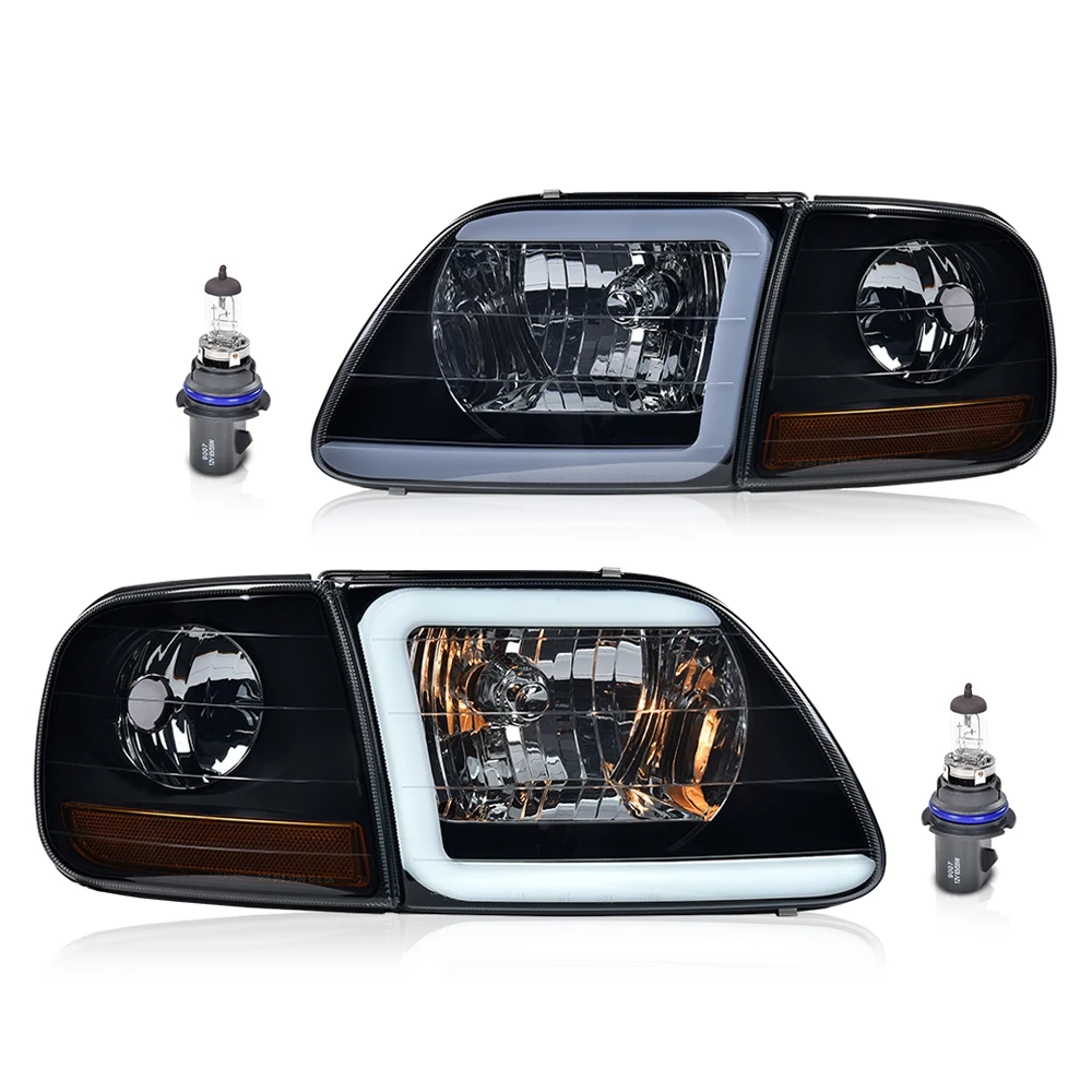 Led Lightning Style Headlights & Corner Parking Lights Kit Set for Ford Expedition 1997-2002/Heritage 2004/Ford F150 1998-2003