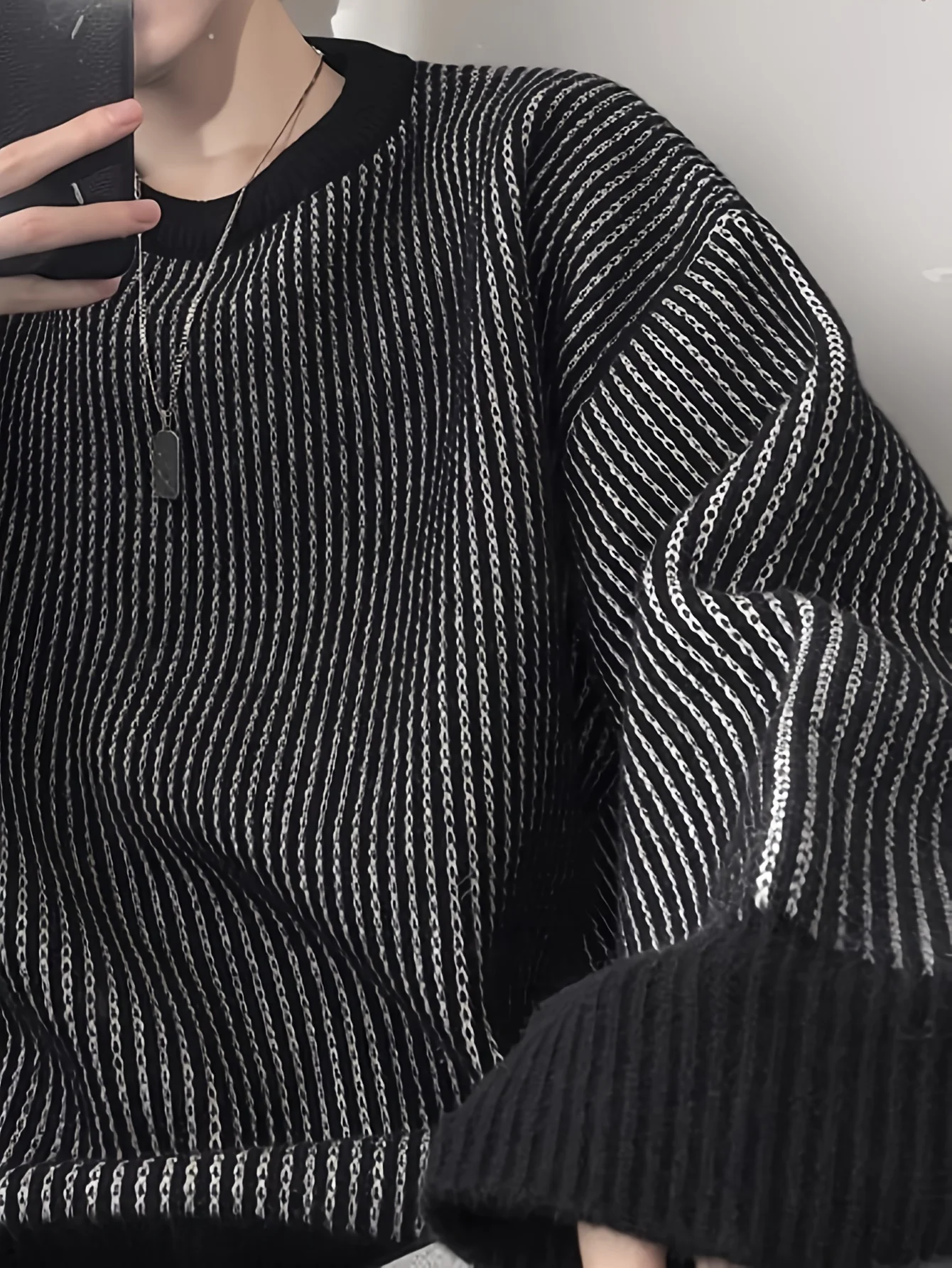 เสื้อไหมพรมถักลายบิดเกลียวสำหรับผู้ชาย LVLAEA แขนยาว คอกลม สไตล์ลำลอง สวมใส่สบายๆ สำหรับฤดูใบไม้ร่วงและฤดูหนาว