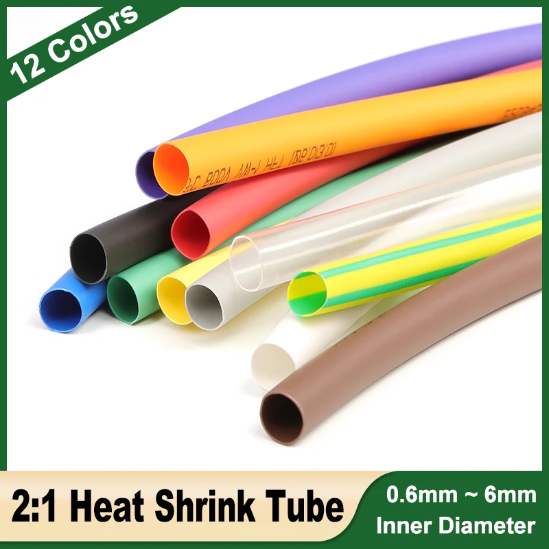 

2:1 Heat Shrink Tube Colour Dia 0.6/0.8/1/1.5/2/2.5/3/3.5/4/4.5/5/5.5/6mm Shrinkable Sleeve DIY Cable Connect Wire Repair Sheath