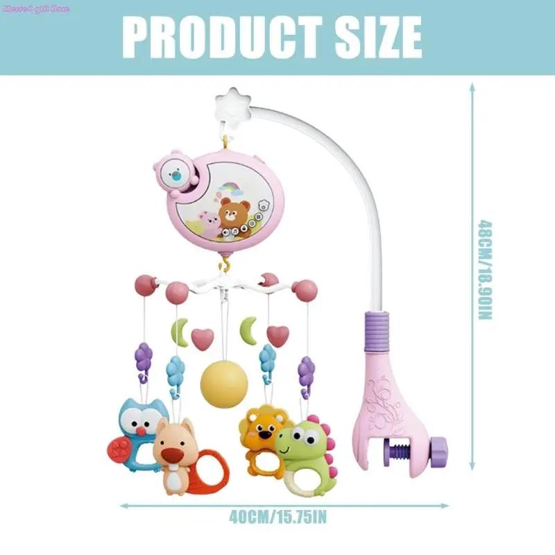 D0JC – jouet Musical pour bébé, avec projecteur d'animaux rotatif, 400 mélodies, Mobile pour berceau à distance