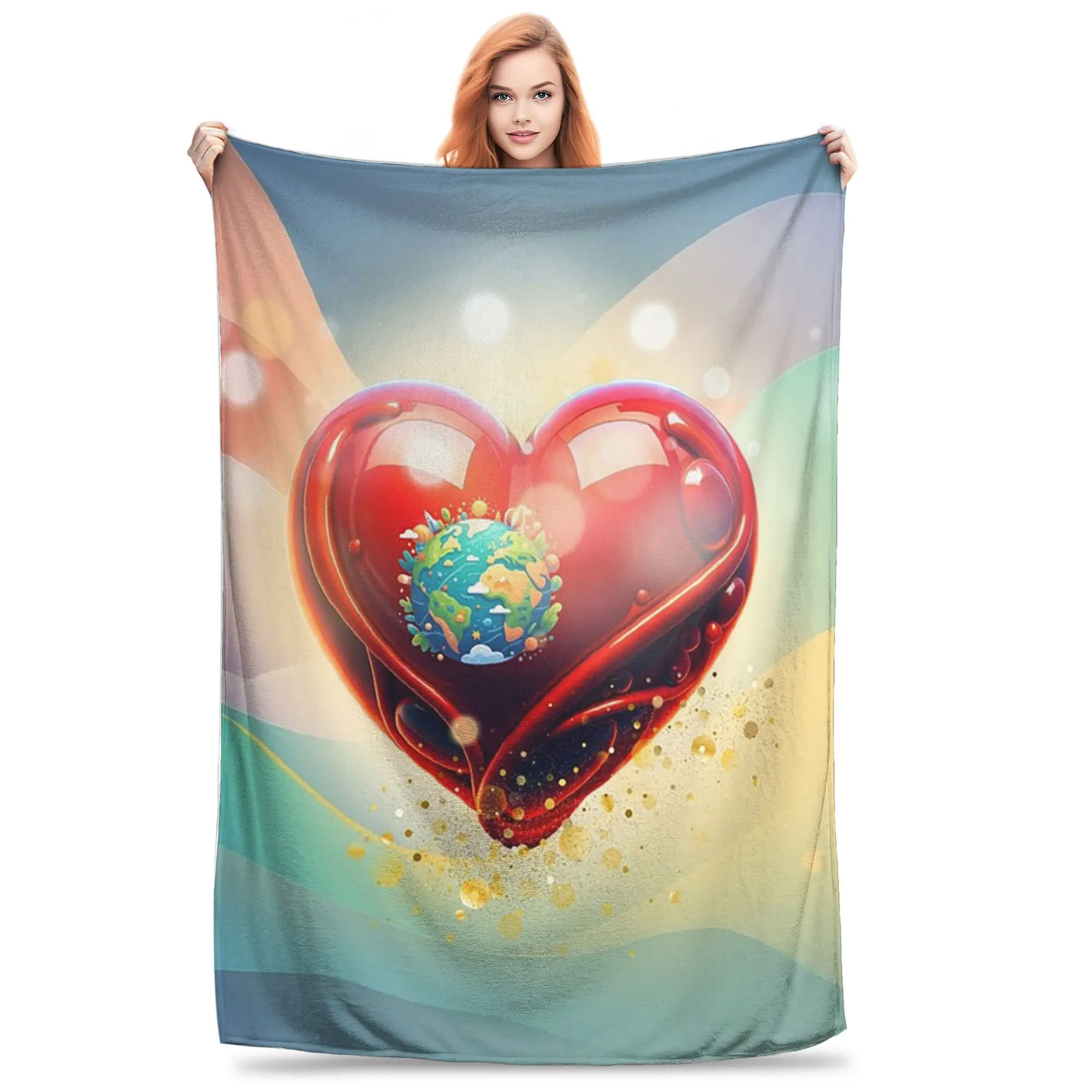 

Одеяло «Сердце мира», дышащее фланелевое одеяло для дивана, постельные принадлежности, уличные пледы, покрывало, одеяло