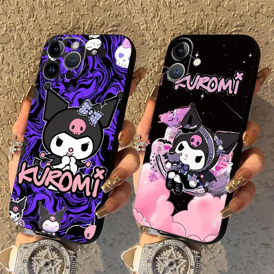 

Cute Sanrio Kuromi Case for iPhone XR 17Air 7 8 13 12 11 17 Pro Max 15 16 14 Plus XS Max Black Soft Phone Cover