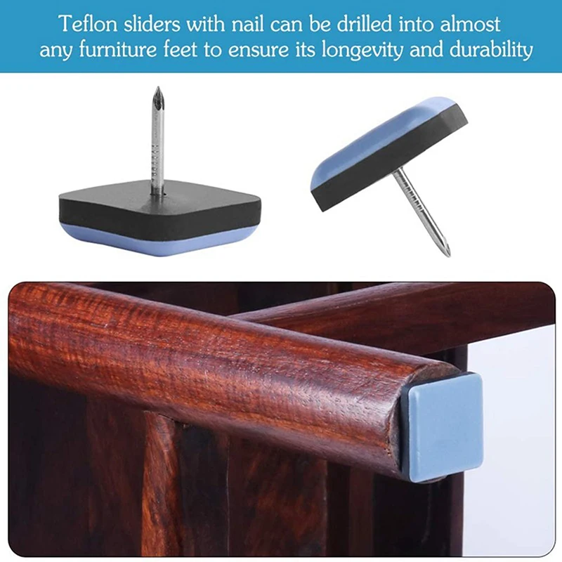 Furniture Sliders Pads Self-adhesive Sliding Block Table Chair Leg Mat Floor Protector for Hardwood Rug Teflon Rubber Material