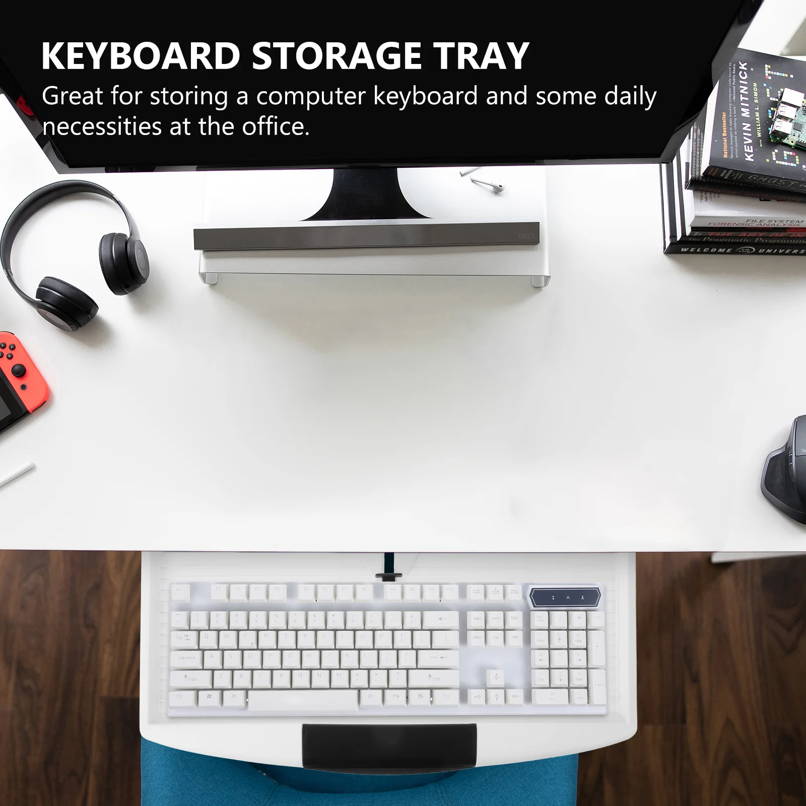 

Keyboard Tray Under Desk Slide Out Scratch Resistant Keyboard Storage Practical Office Drawer Under Desk Storage Tray