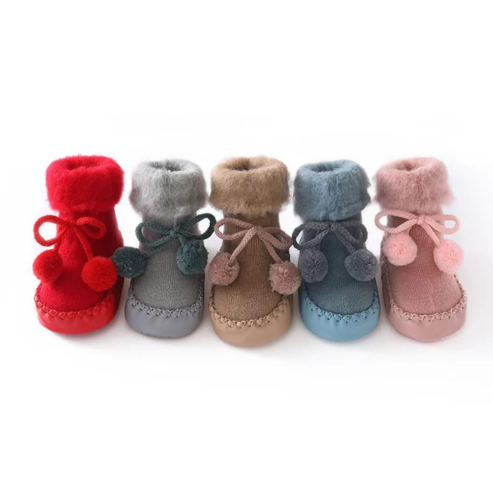 6 قطعة جوارب أرضية للأطفال من القطن مضادة للانزلاق جوارب شتوية دافئة للأطفال الصغار أحذية لحديثي الولادة ناعمة قابلة للتنفس قهوة Xs 0-6 #1