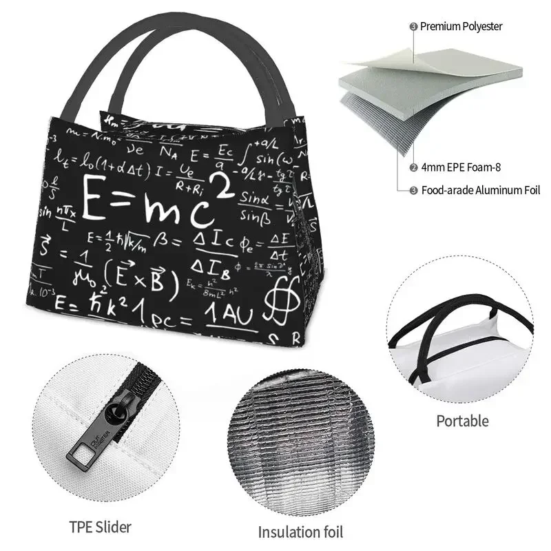 Equations Insulated Lunch Bags for Women Resuable Geek Science Math Cooler Thermal Lunch Tote Office Picnic Travel