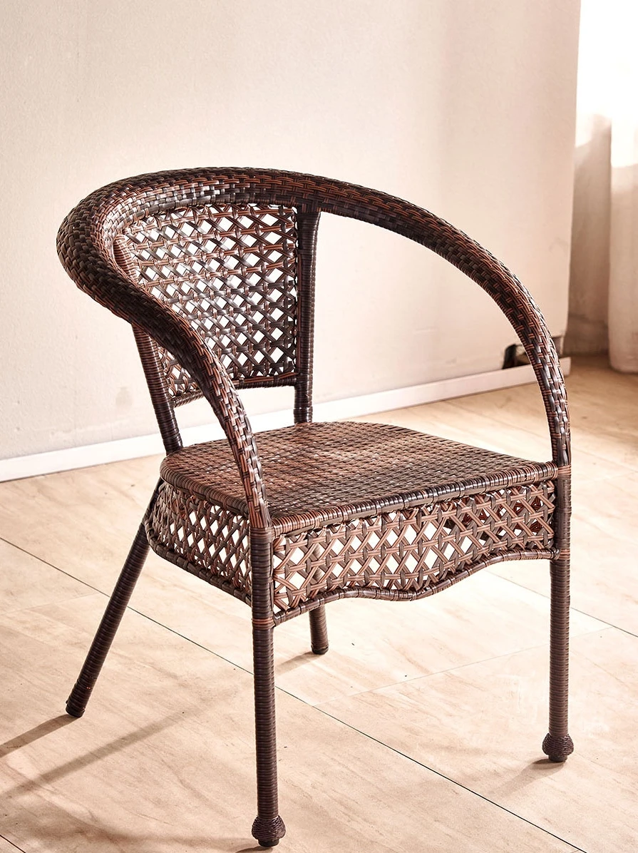 

Single person dining chair, rattan chair, backrest chair, armrest, Teng , balcony, outdoor woven