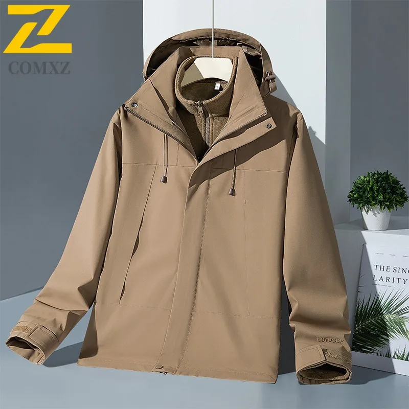معطف رجالي مقاوم للمطر من COMXZ عالي الجودة مقاوم للرياح ومقاوم للماء للتزلج والسفر والتسلق سترة اسكواش ملابس خارجية مقاومة للتخييم #1