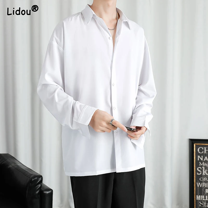 Thin 2023 Shirts Turn-down Collar Loose Handsome Button Simplicity Formal Spring Summer Fashion Business Casual Men's Clothing